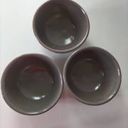 Set of 3 signed glazed stoneware bowls