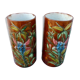 Paire de vases style Palissy école de Tours reliefs perroquets