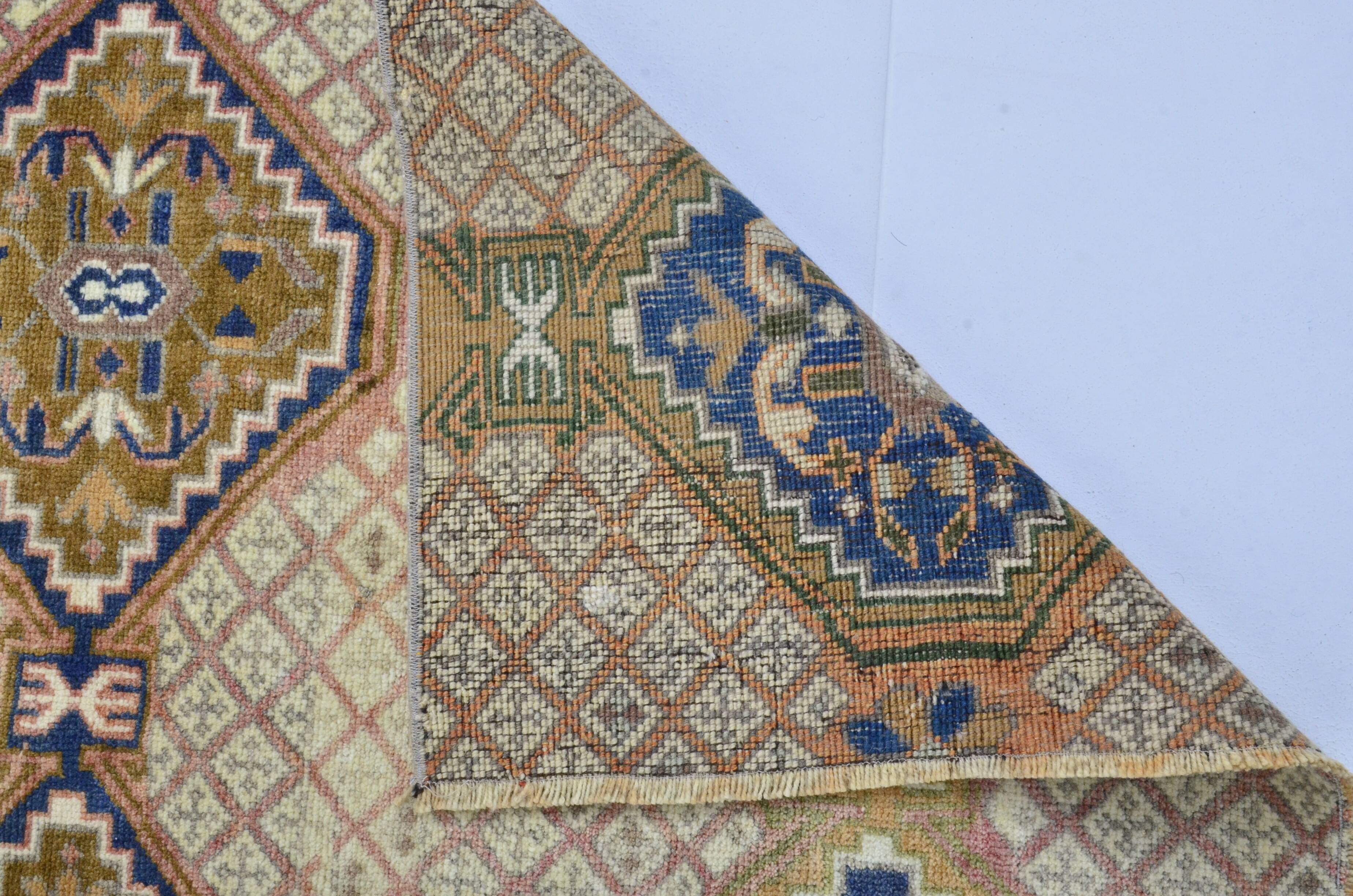 Tapis turc vintage rose et bleu sku 3116