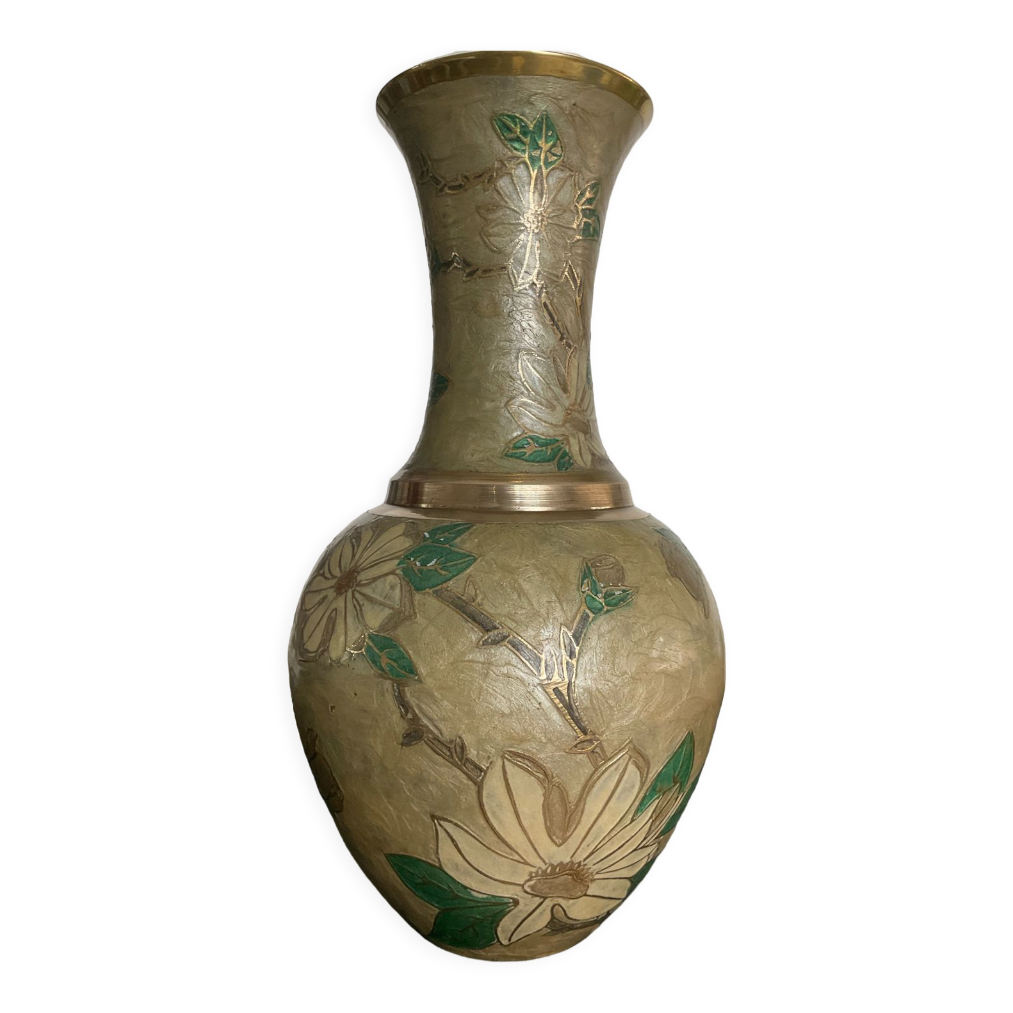 Vintage vase in solid bronze and cloisonné enamel