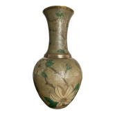 Vintage vase in solid bronze and cloisonné enamel