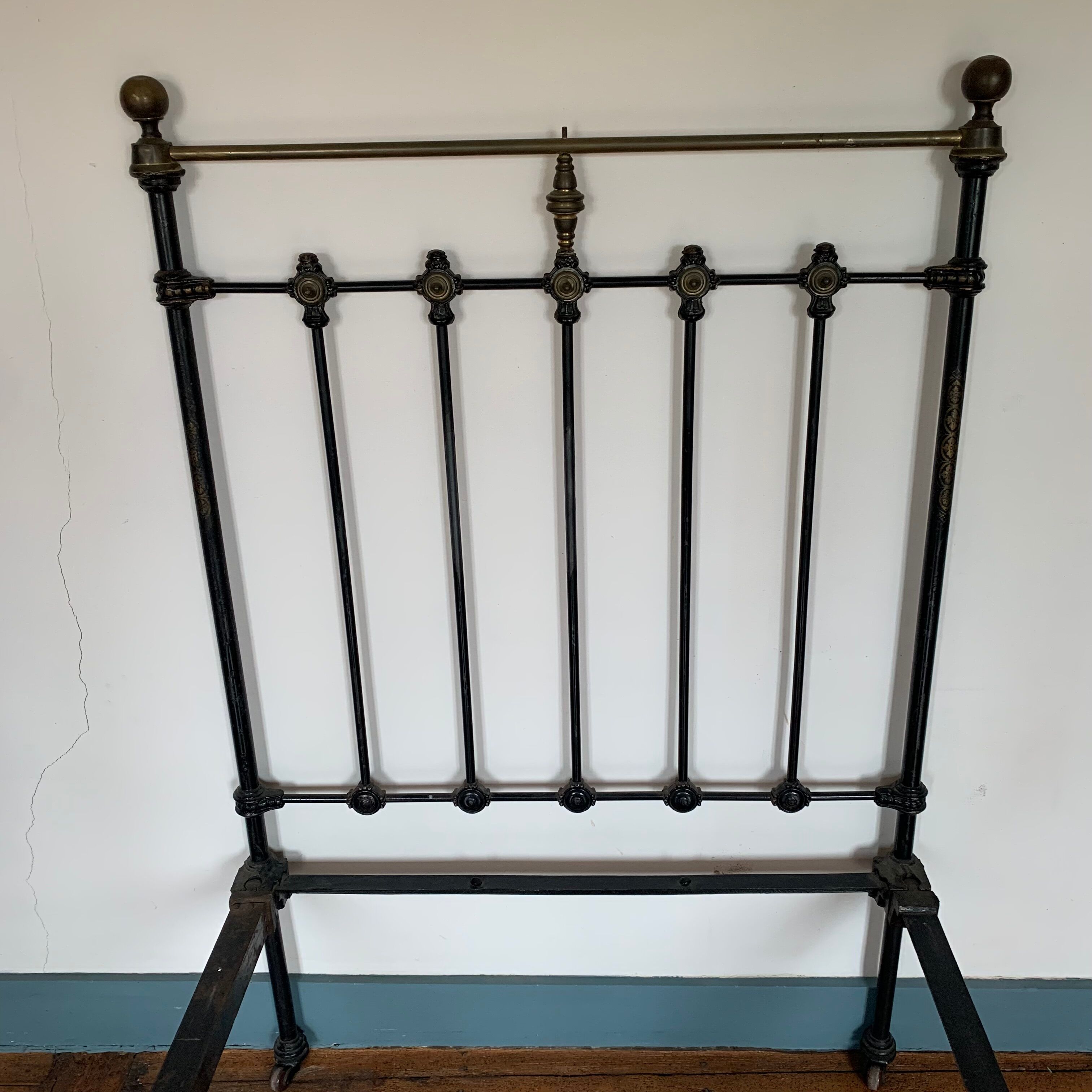 Victorian bed wrought iron and brass