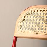 Giancarlo Piretti Plia Folding Chair in Red and Straw for Castelli, Italy