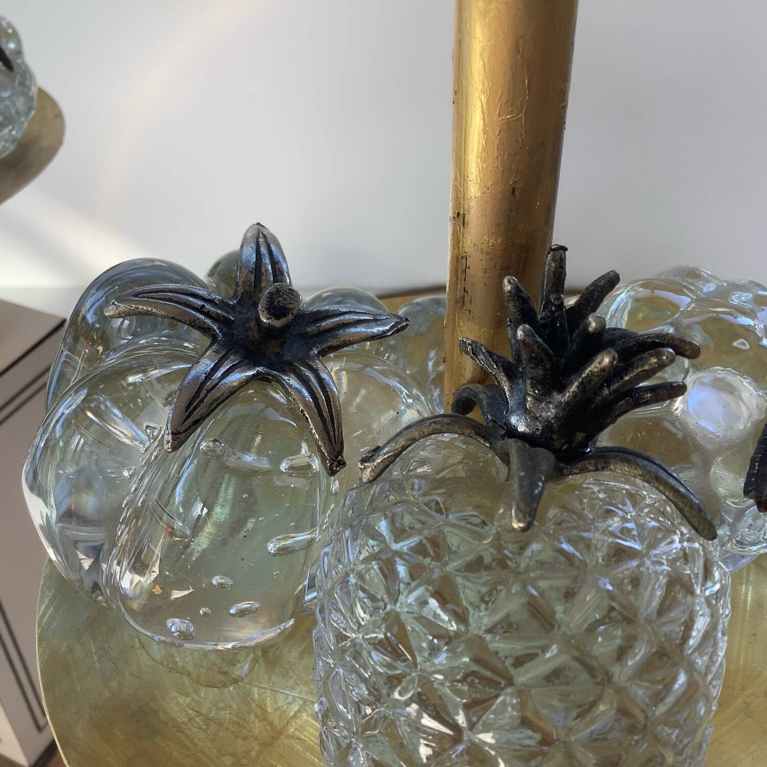 Le Dauphin Pair of Frugiere Lamps 1960-1970 Fruit Crystal Hollywood Re