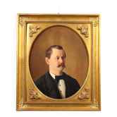 Peinture ancienne, portrait masculin, huile sur toile, Italie, XIXe siècle