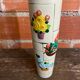 Old Rolled Vase Beige Ceramic Polychrome Flower Decor Vintage #D