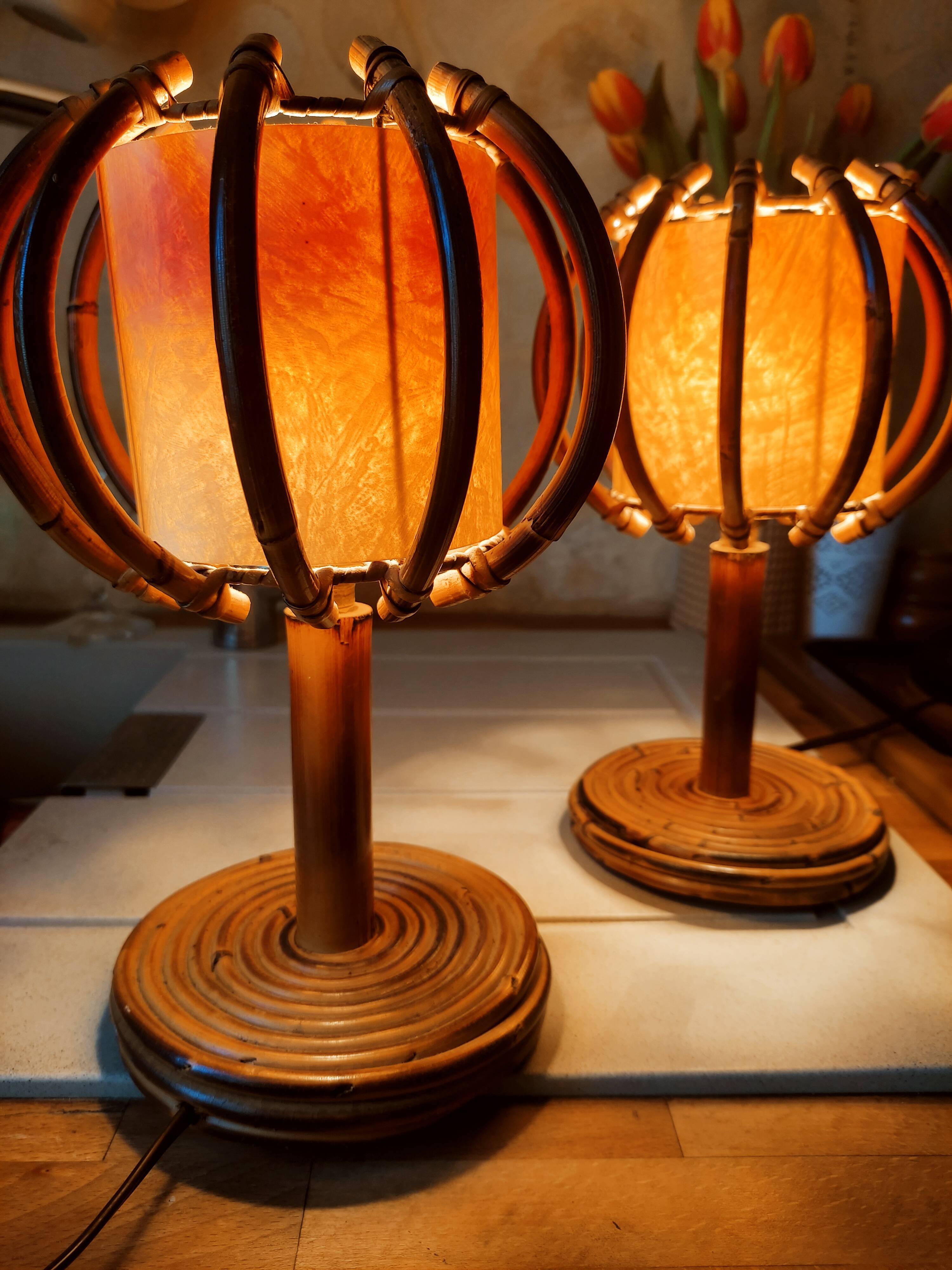 Lampes de chevet en rotin