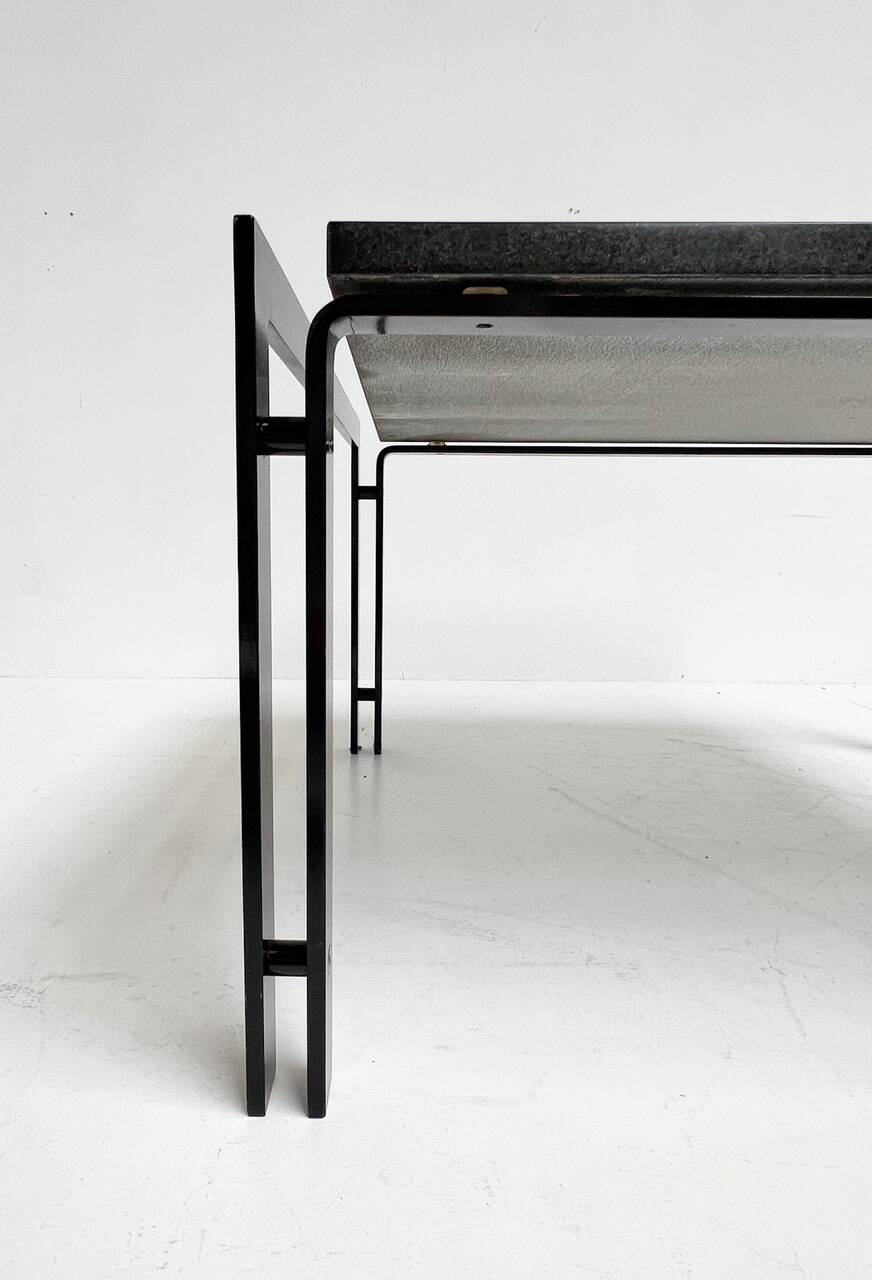 Black granite side table or coffee table from the 1980’s