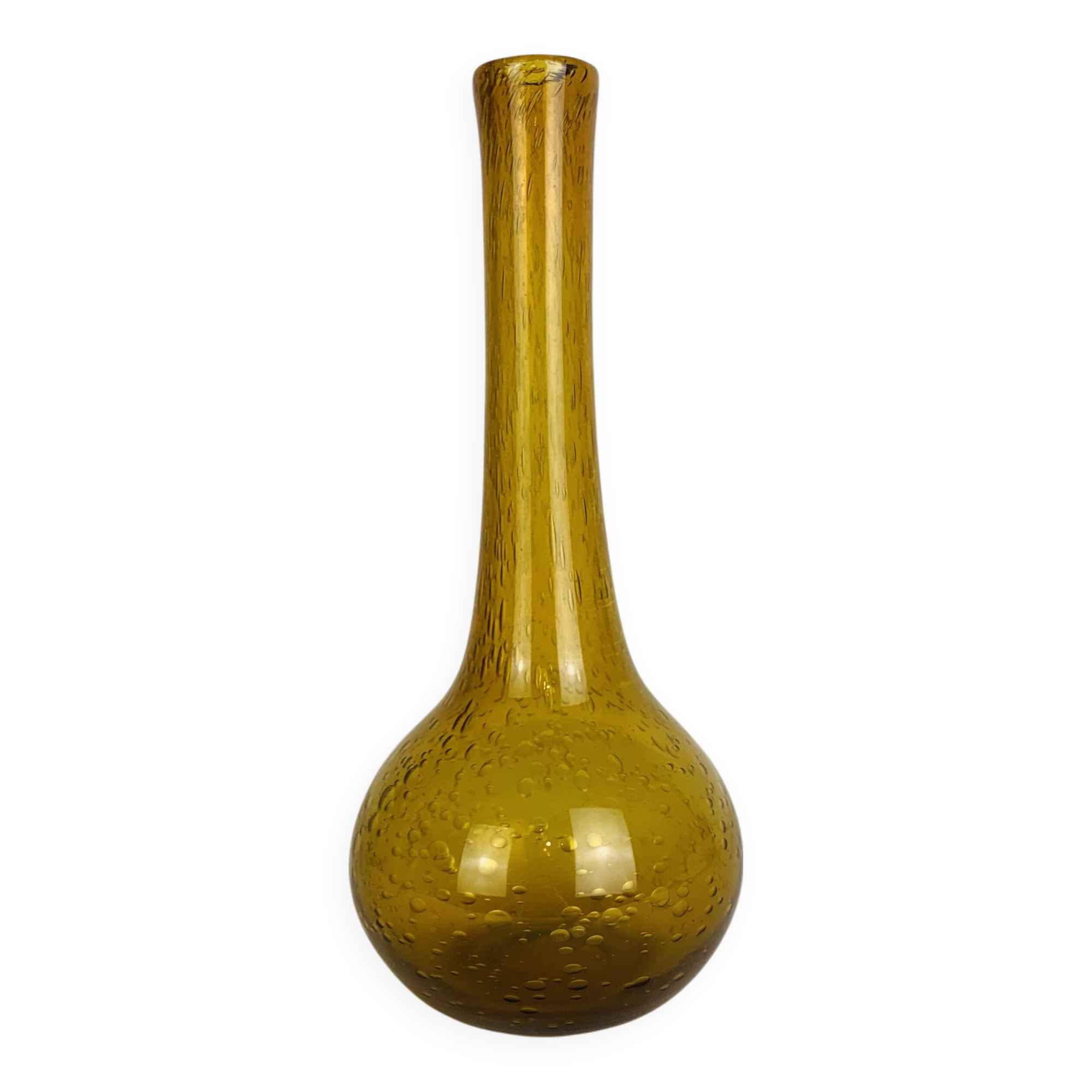 Vintage yellow bubble glass soliflore vase