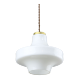 Mid-century white & brass pendant lamp