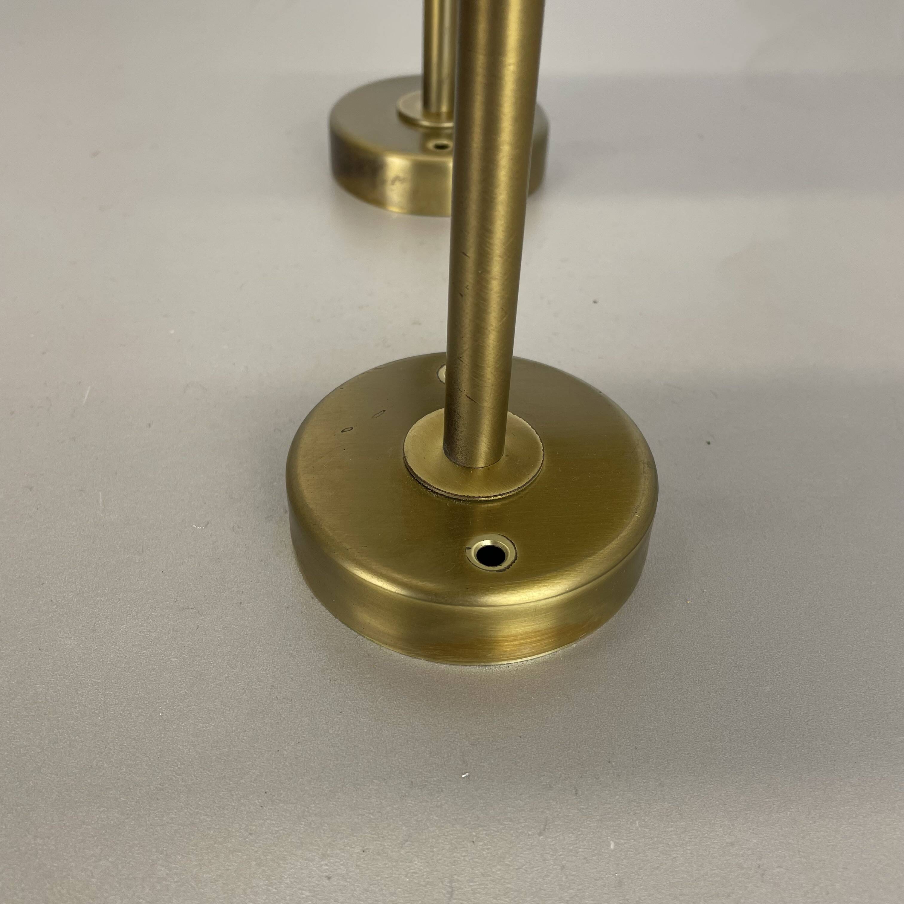 Set of two large minimalist Brass "tube" Wall Light Sconces, Italy 1970s
