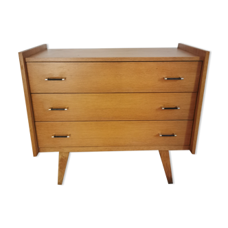 Chest of drawers in oak compass feet 1950