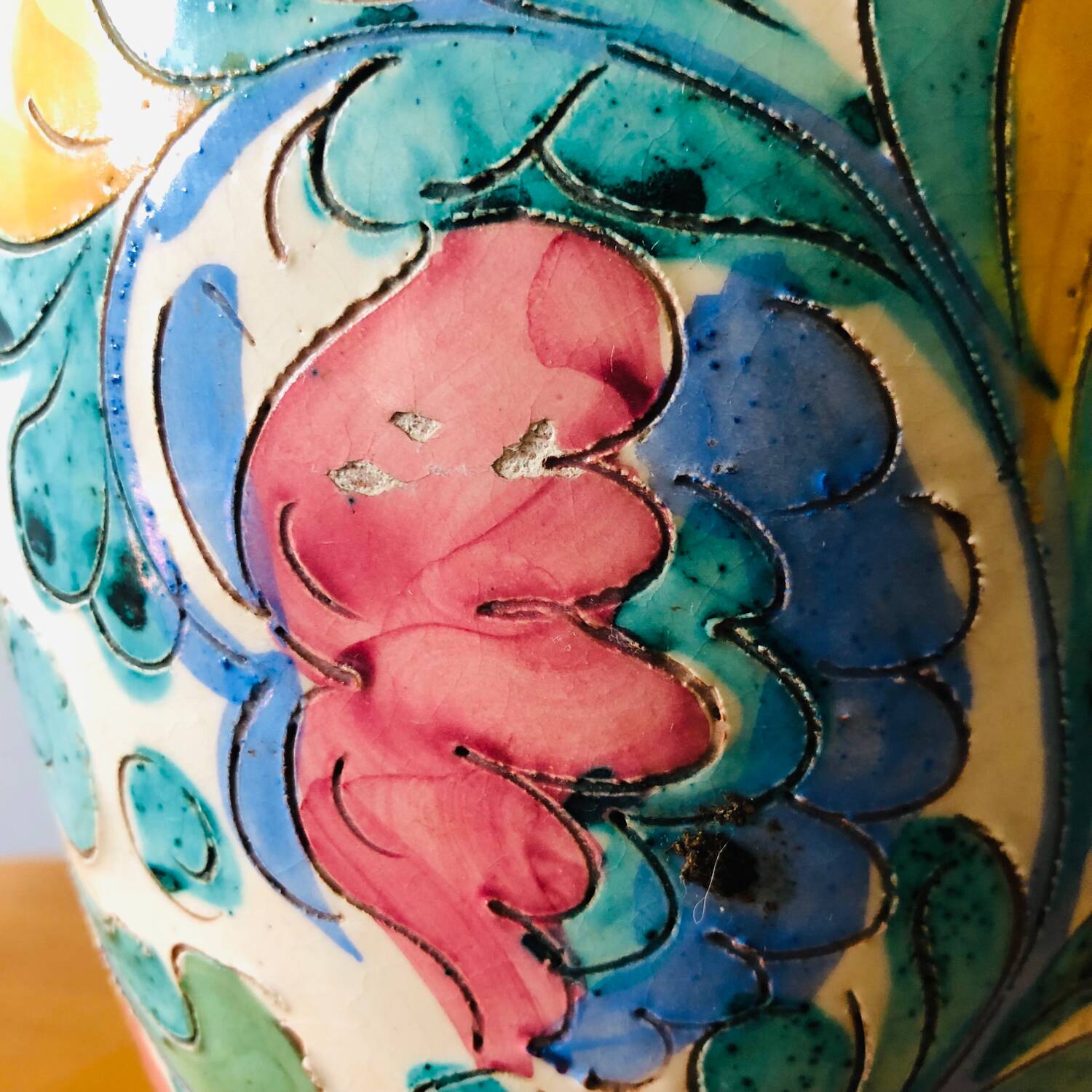 Majolica Italy ceramic lamp base