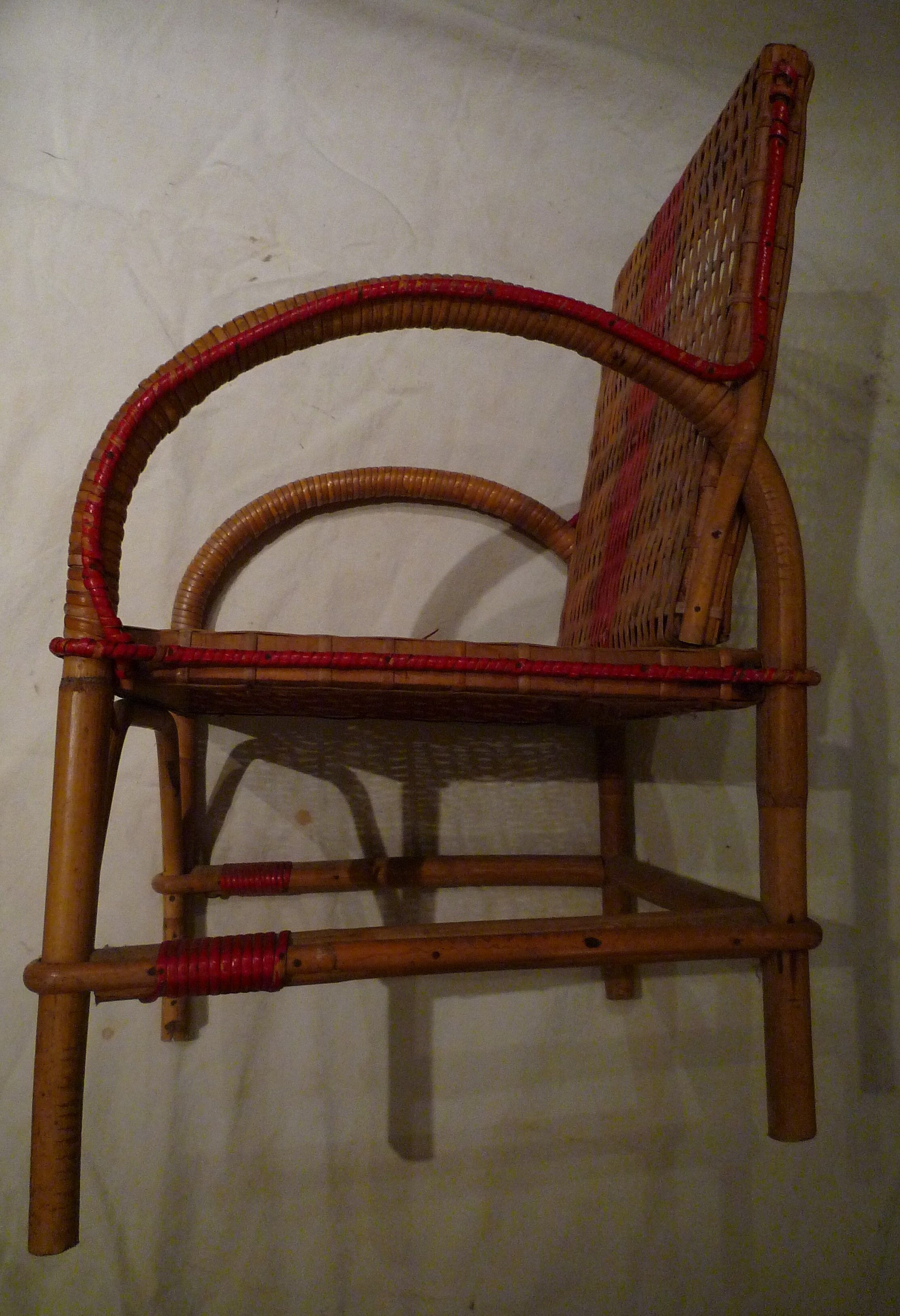Small children's rattan armchair, vintage 60s