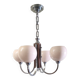 Art Deco chandelier with 4 lights in chrome metal and opaline - 1940s/50s