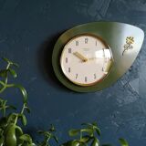 Vintage formica clock silent wall clock "golden green star"
