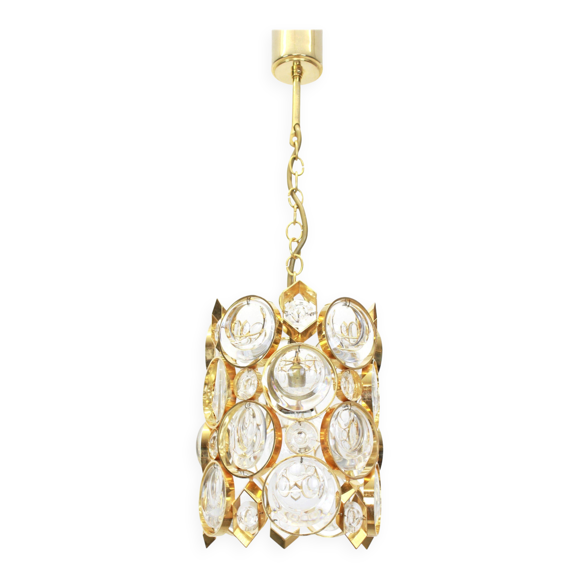 Suspension Palwa, laiton doré et verre cristal, Allemagne, années 1970