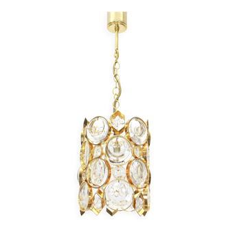 Small Palwa pendant, gilded brass and crystal glass, Germany, 1970s.