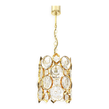 Suspension Palwa, laiton doré et verre cristal, Allemagne, années 1970