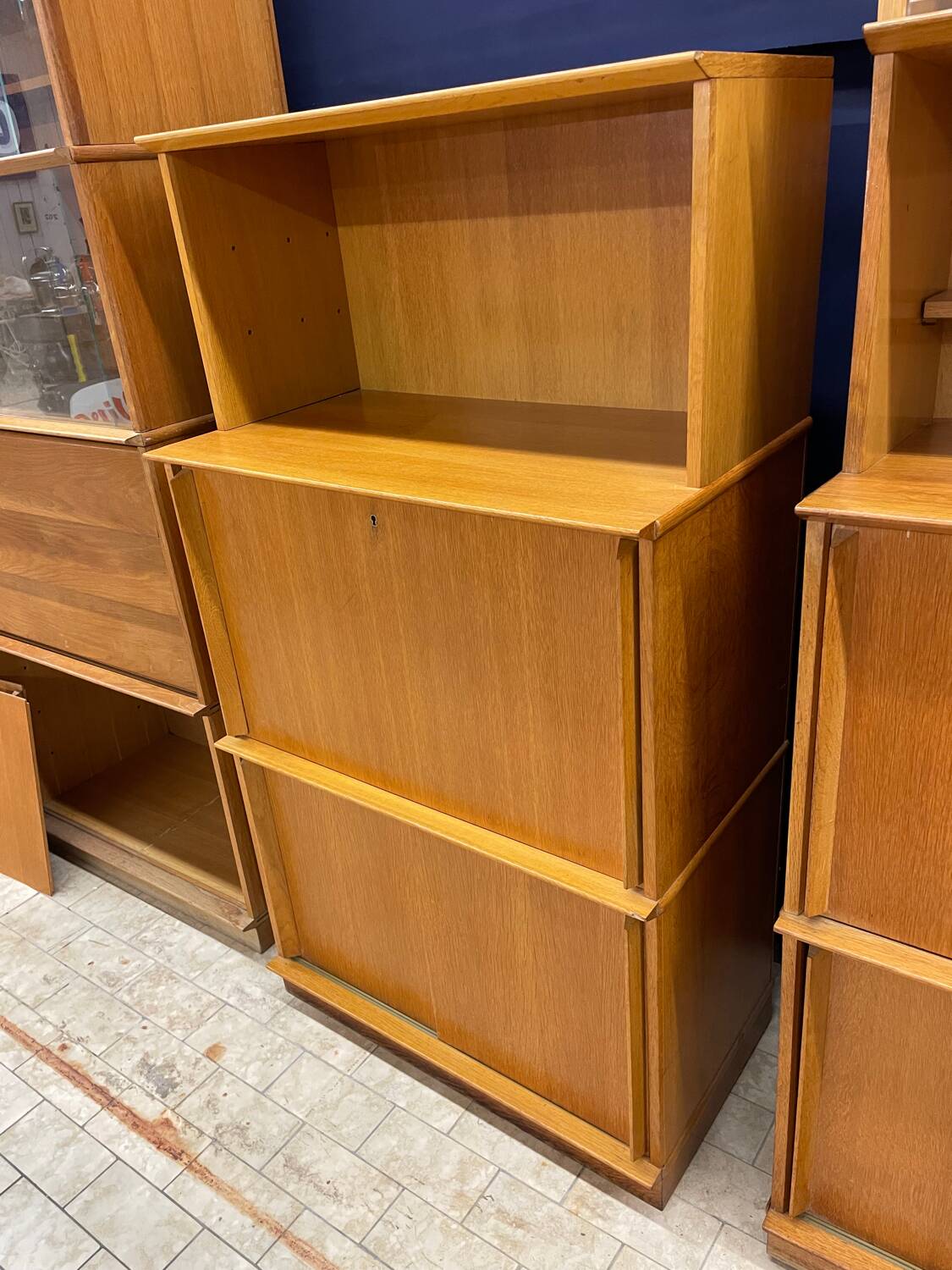 Oscar vintage secretary bookcase, 50/60 cm thick, modular