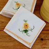 Lot de 8 serviettes de table à fleurs vintage
