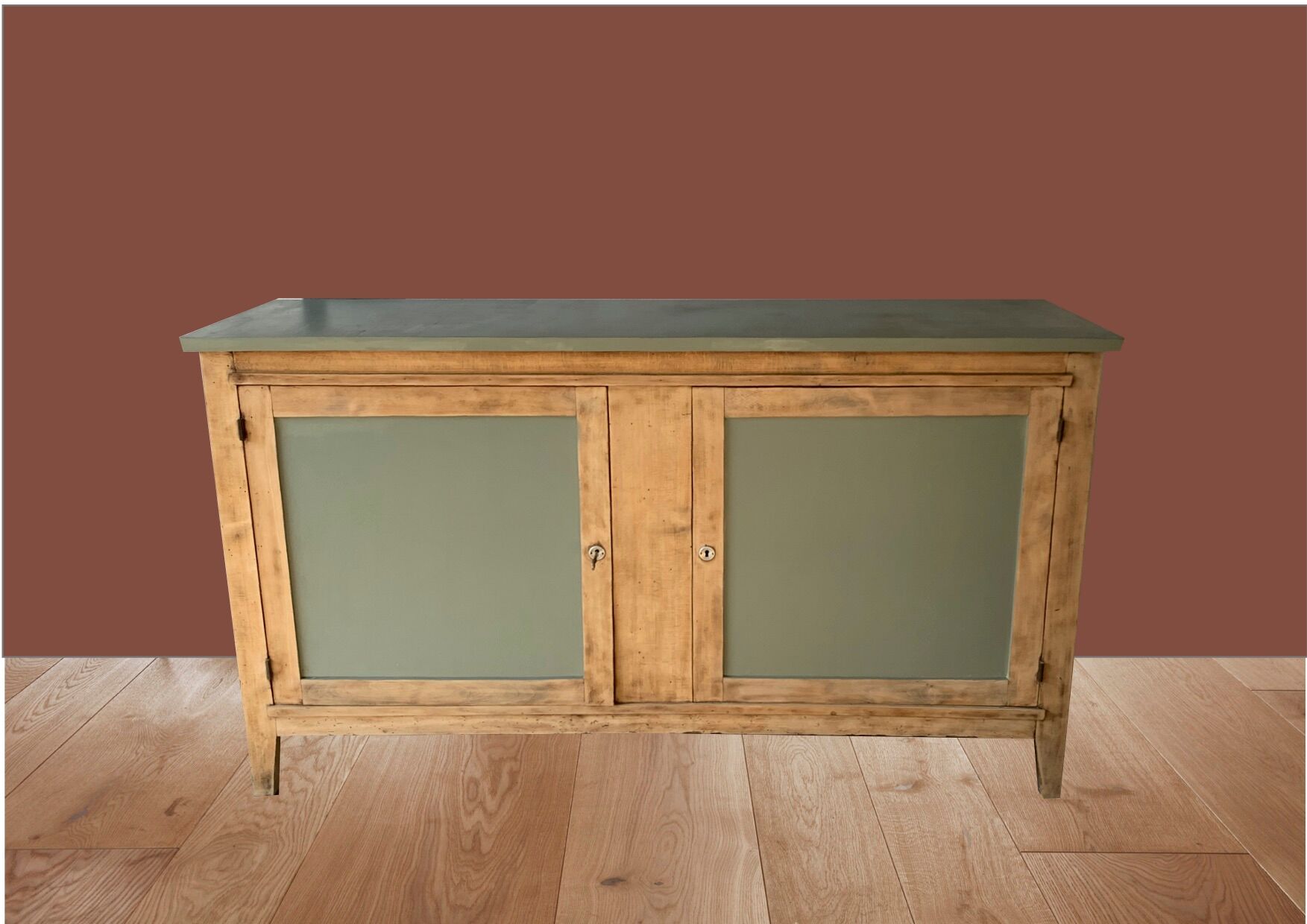 Green buffet and raw wood