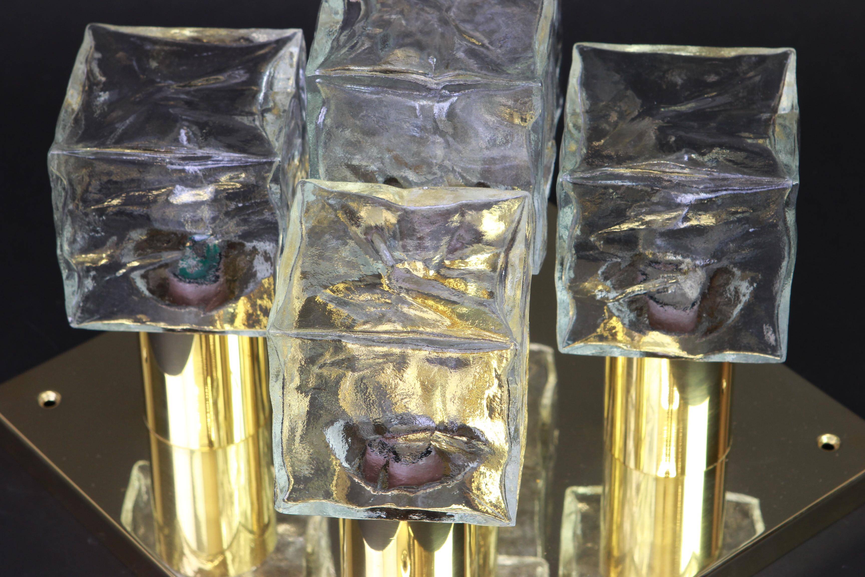 Large frosted glass ceiling light by Murano, Kalmar, Austria, 1960s.