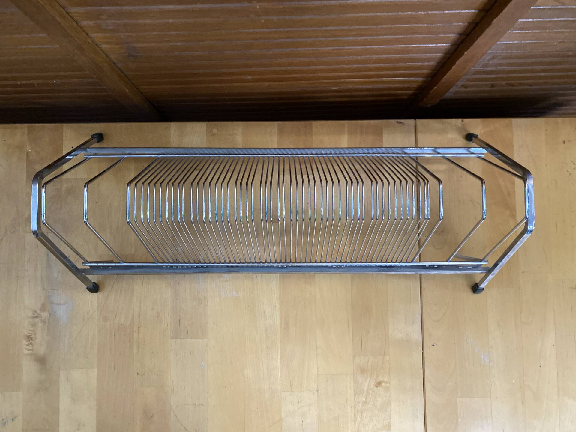 Vintage 1970s Chrome Metal Vinyl Record Holder with 100 Slots