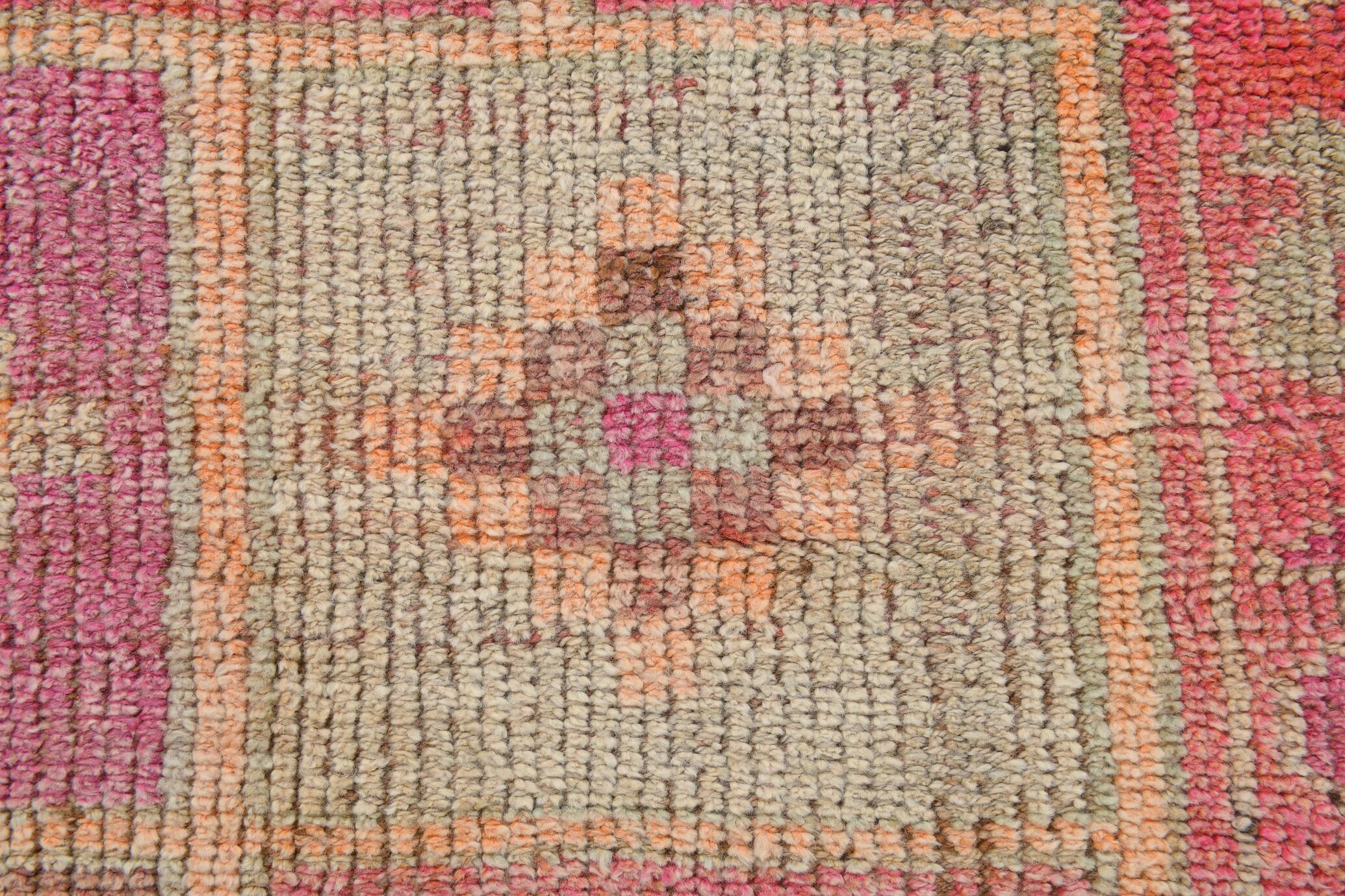 Pink & Orange Vintage Turkish Runner Rug, 103x326Cm