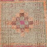 Pink & Orange Vintage Turkish Runner Rug, 103x326Cm