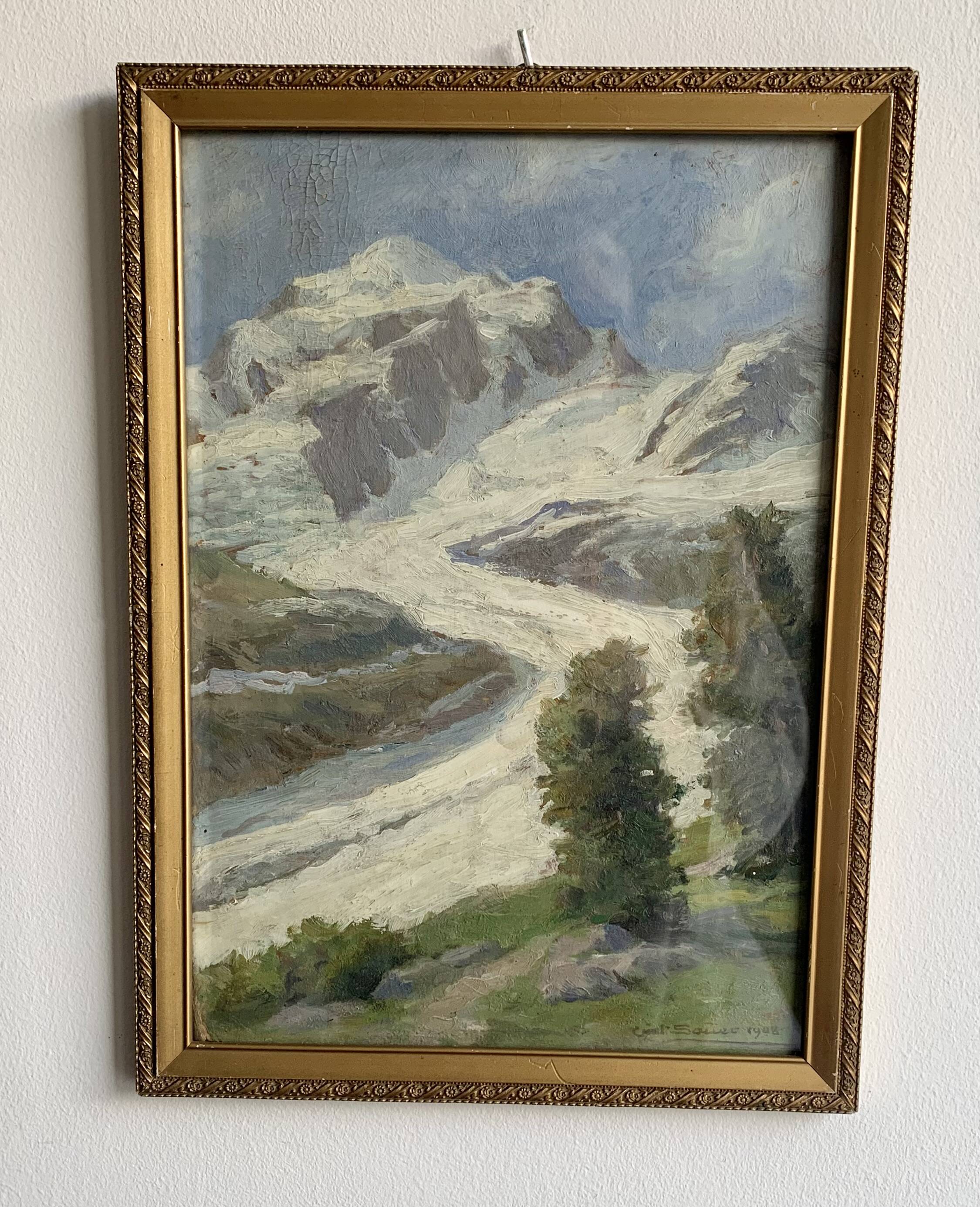 Original Oil Painting – Alpine Landscape, 1908