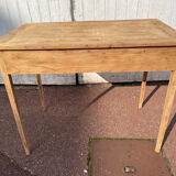 Vintage wooden desk with two drawers.