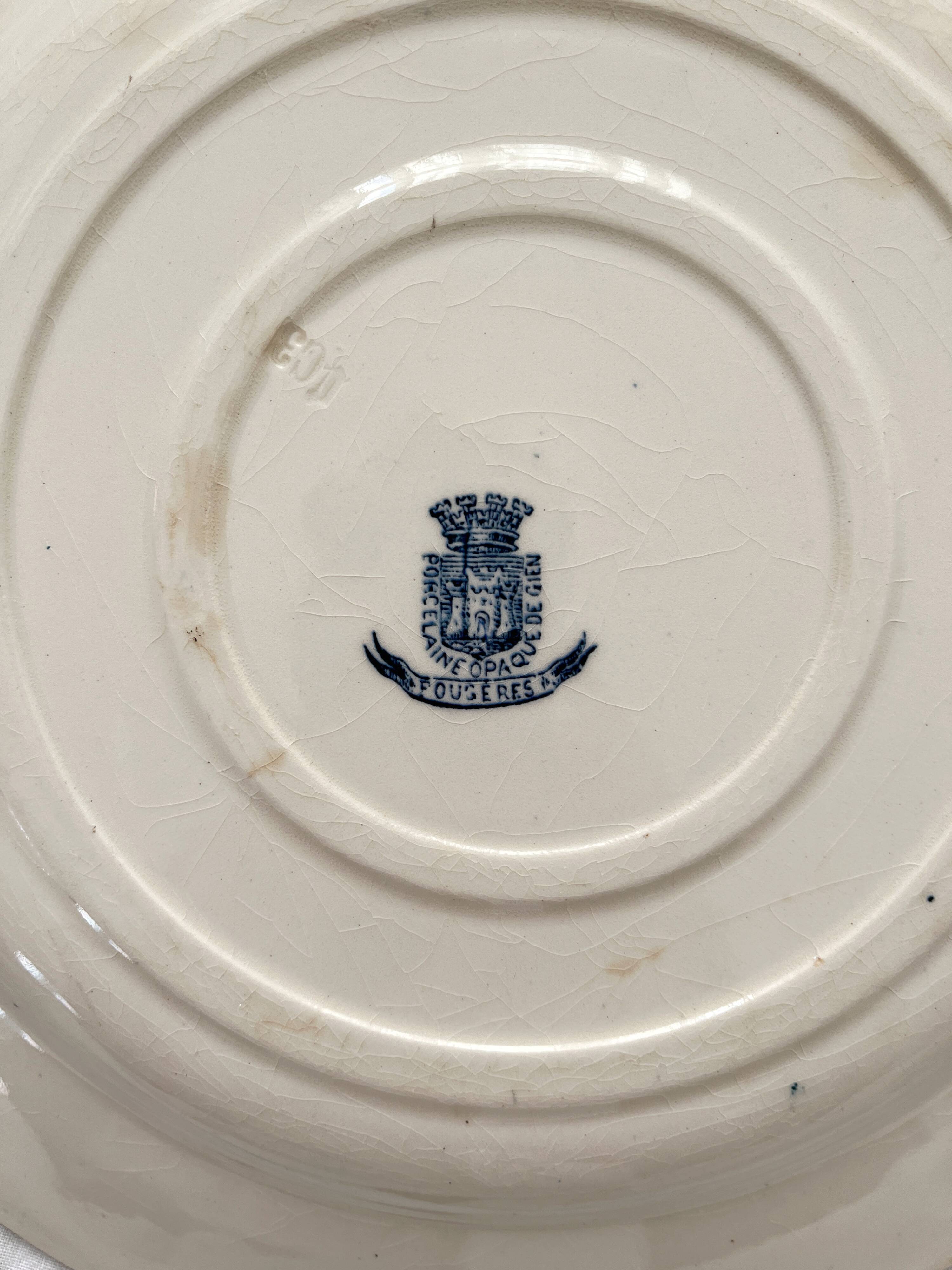 Round ironstone dish "Fougères" Gien late 19th century