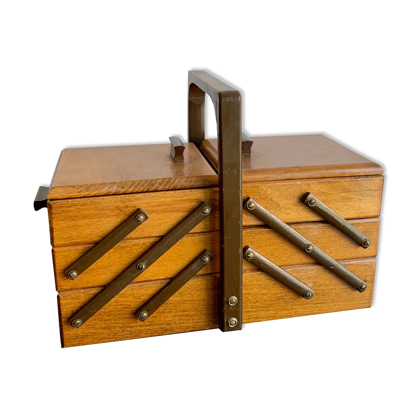 Wooden sewing basket, 1960s