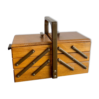 Wooden sewing basket, 1960s