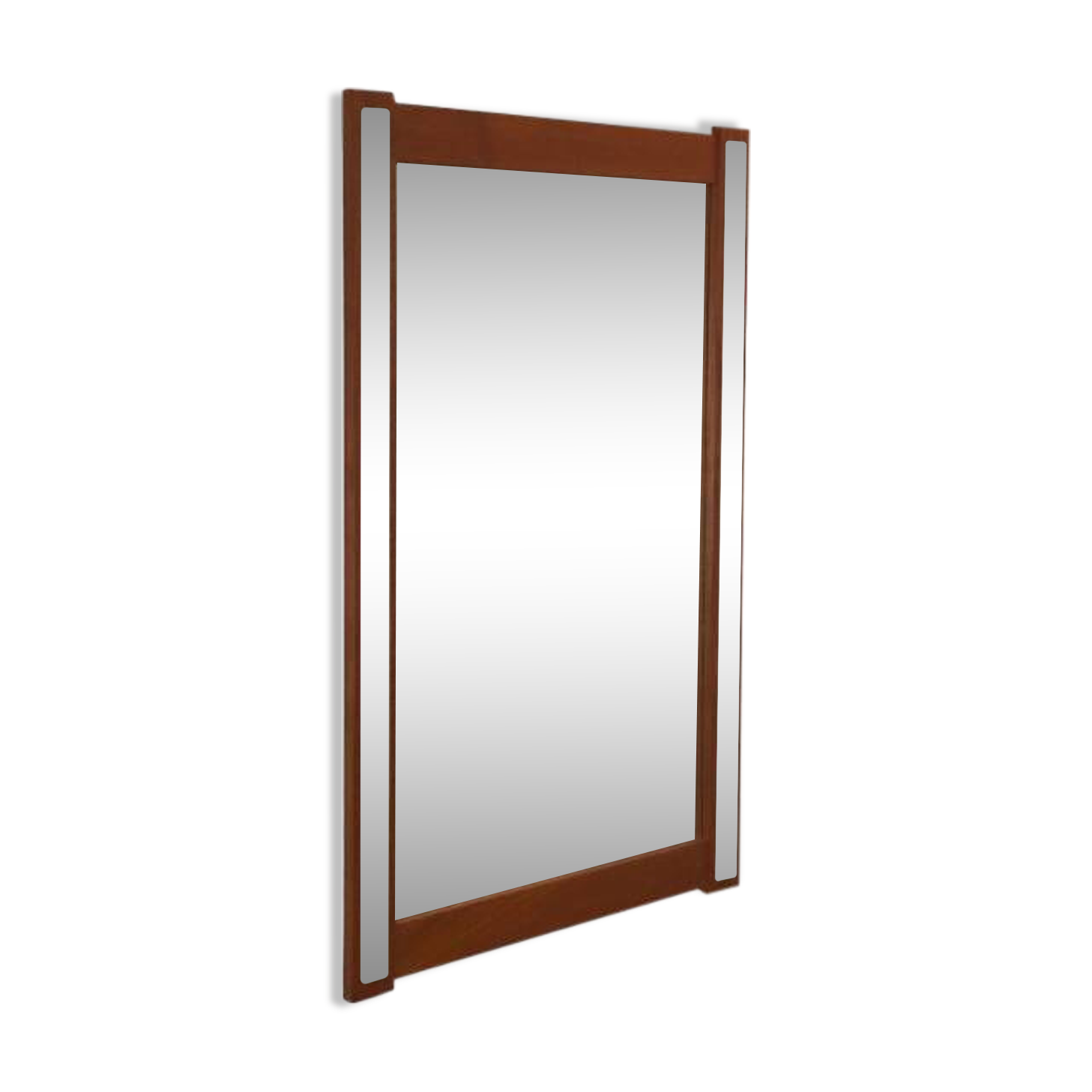 Miroir en teck avec des accents argentés