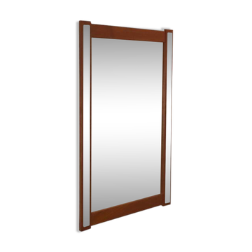 Teak mirror with silver-coloured accents