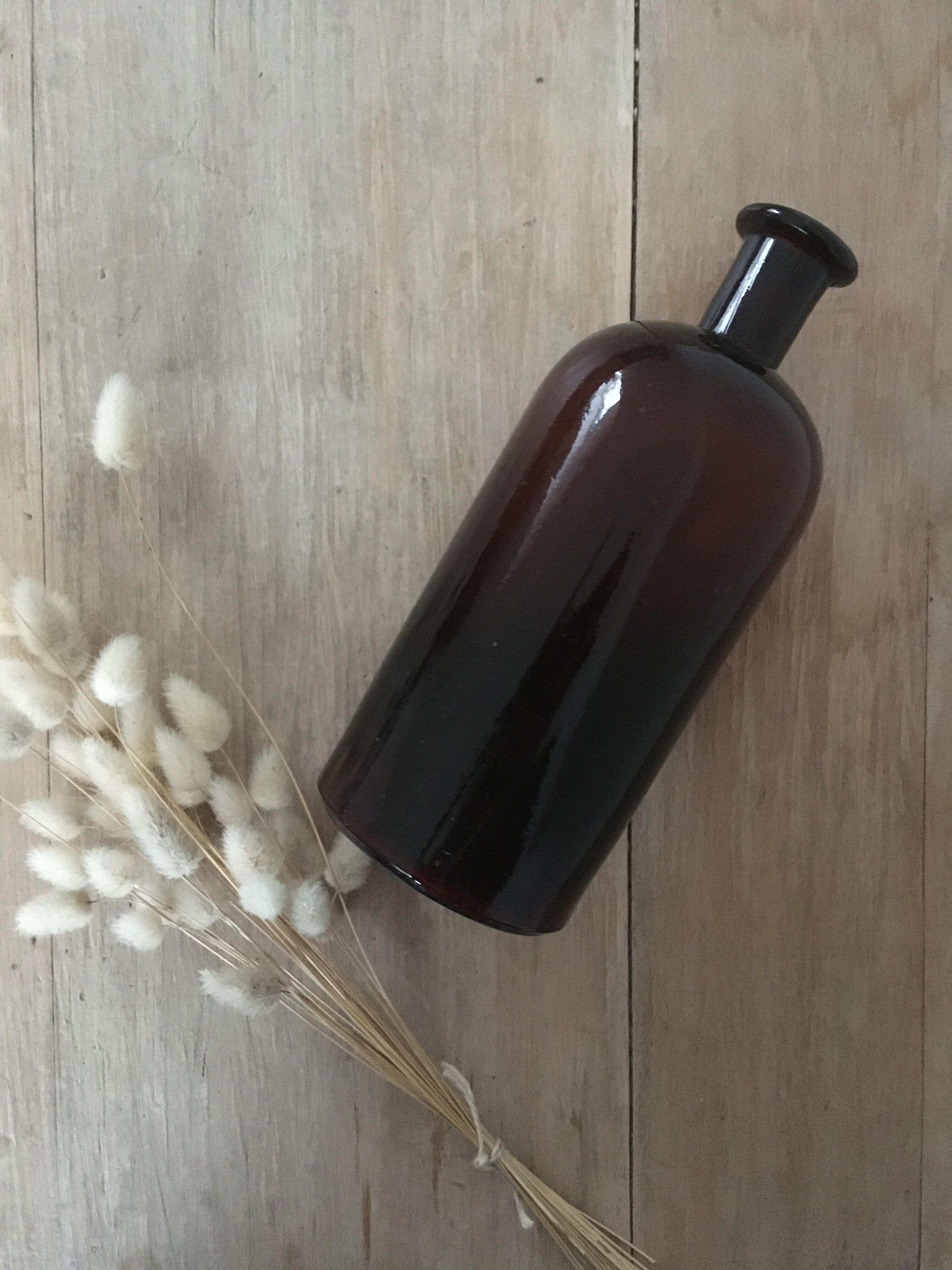 Amber glass apothecary bottle