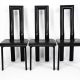 Postmodern Set of ten leather dining chairs by Antonello Mosca for Ycami. I