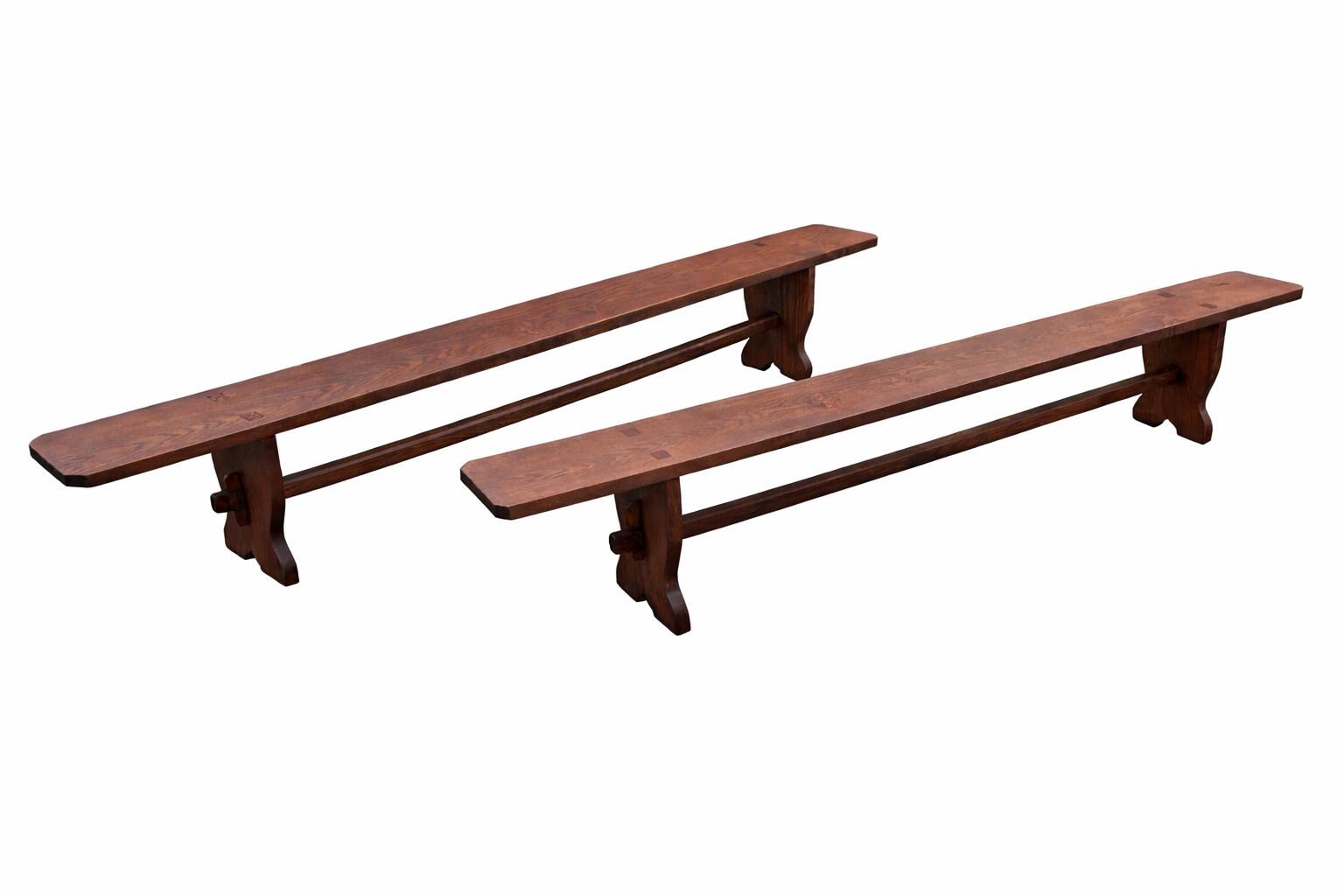Pair of farmhouse benches 300 cm oak