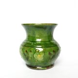 Vase artisanal en terre vernissée vert