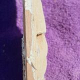 Polychrome carved wooden pediment, wall element, architectural, ancient object