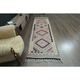 1970s Vintage Turkish Oushak Handmade Wool Cotton Purple Runner Rug 100x326