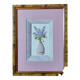 Composition of a watercolor bouquet of lilacs in a handmade clay pot