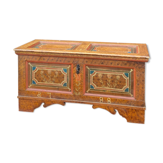 18th Century Tyrol Painted Wooden Wedding Box