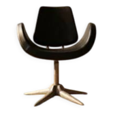 Alipes black swivel salon chair with chrome star base by Giorgetto Giugiaro
