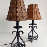 Mid-20th Century Spanish Hand-Forged Wrought Iron Table Lamps