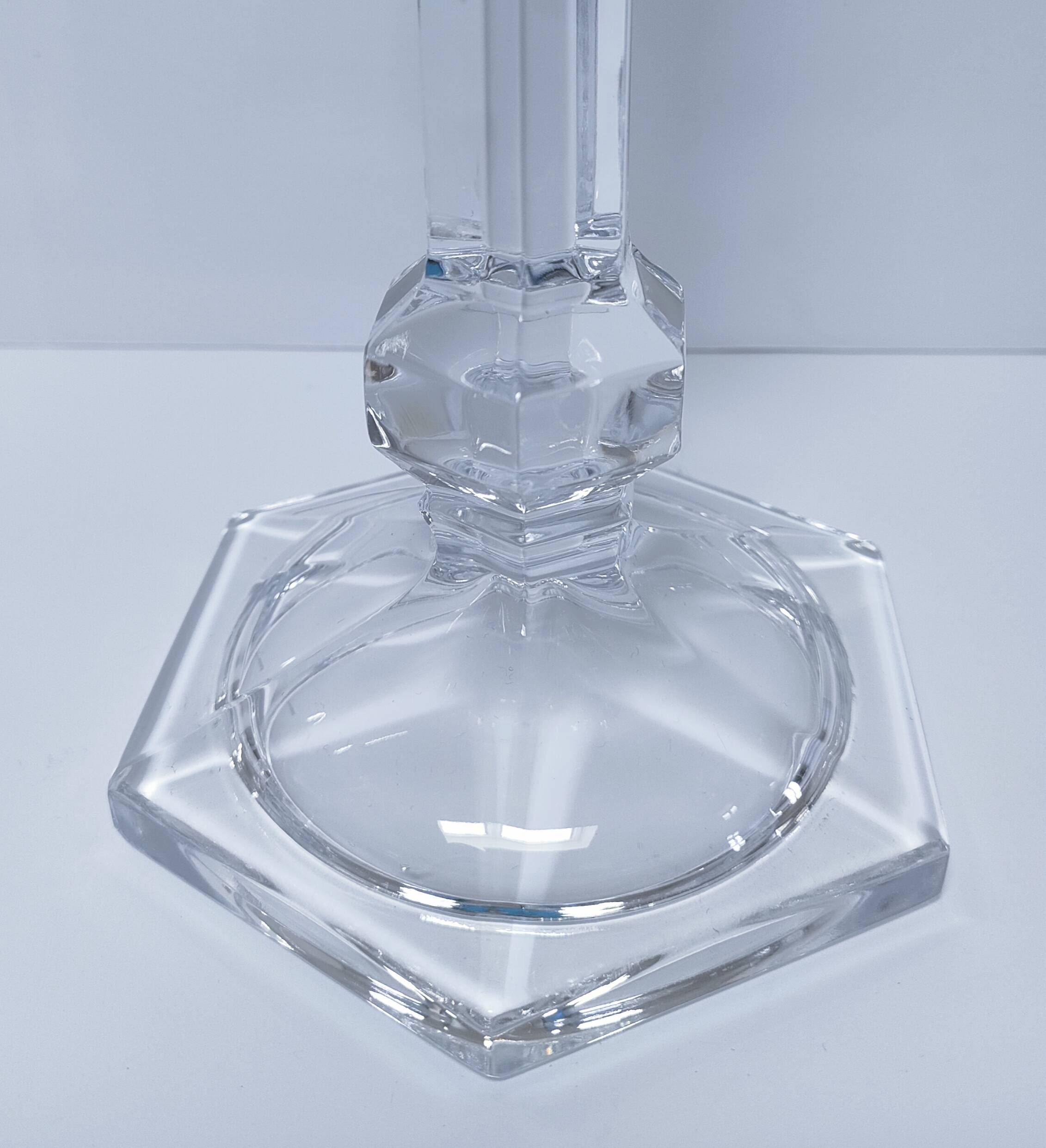 pair of hexagonal crystal candle holders