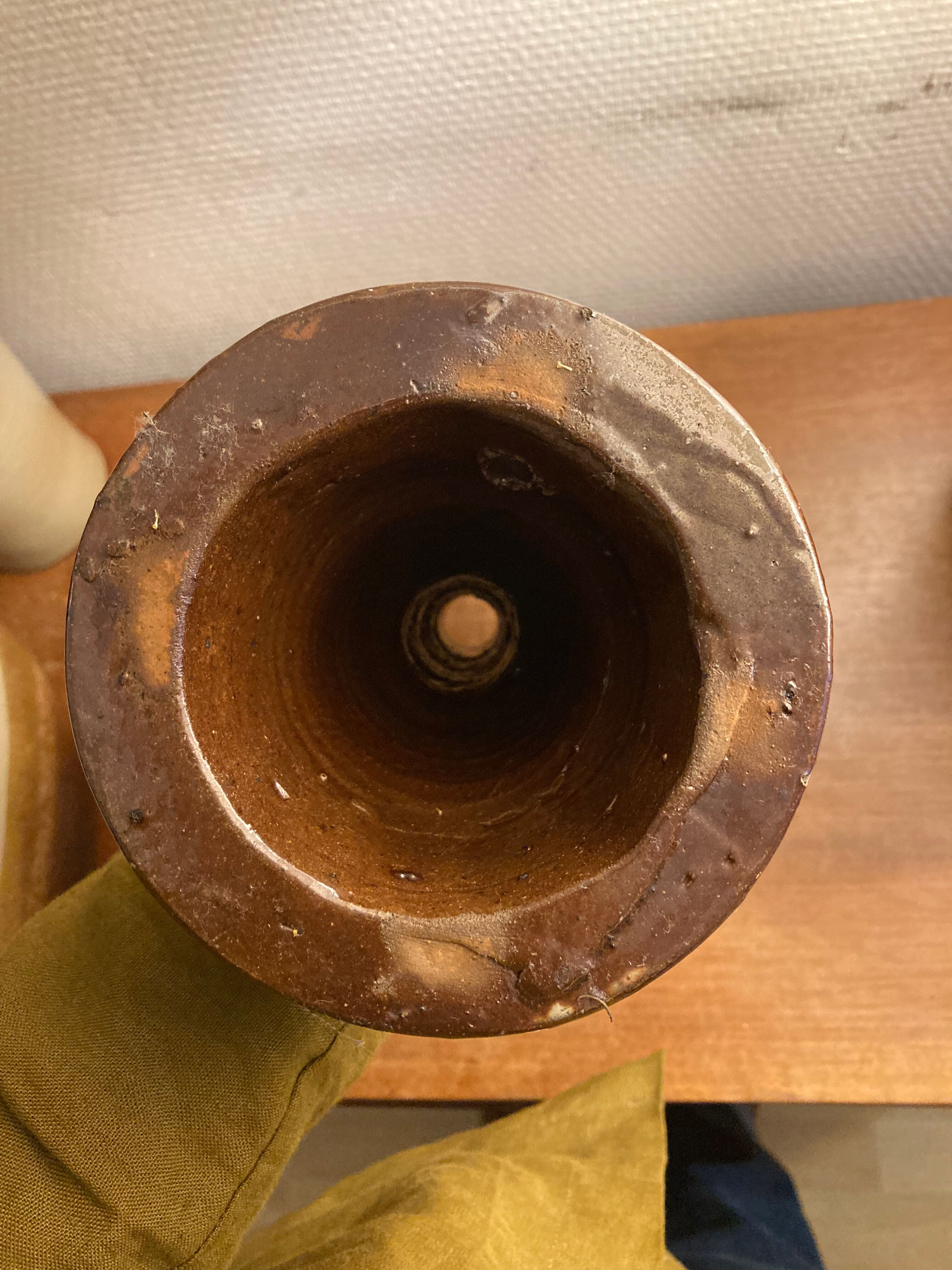 Blue ceramic candle holder