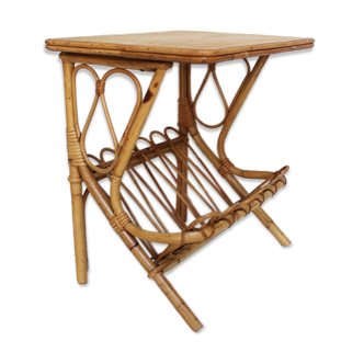 Side table rattan magazine holder